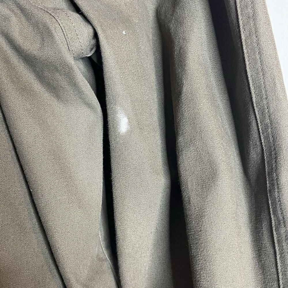 Green Canvas Leather Collar Khaki Removable Liner Barn Field Jacket Mens Med - Picture 7 of 15